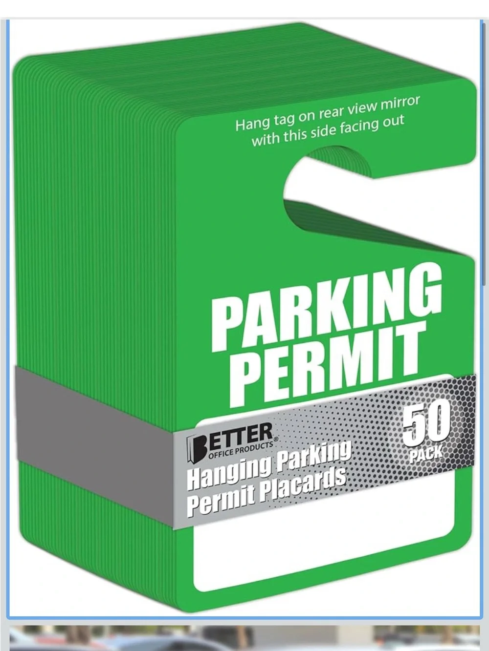 Green Hanging Parking Permit Tags - 50 Pack